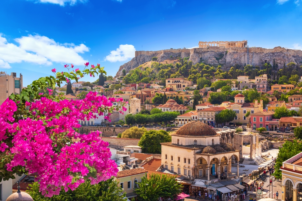 Skyline,Of,Athens,With,Monastiraki,Square,And,Acropolis,Hill,During