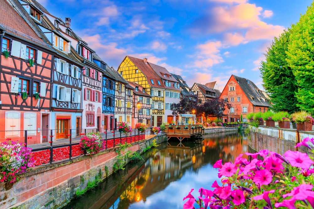 Colmar,,Alsace,,France.,Petite,Venice,,Water,Canal,And,Traditional,Half