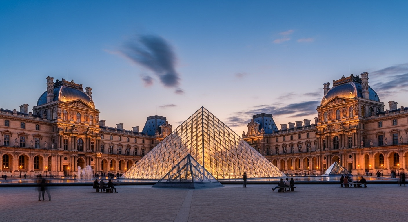 Louvre,Museum,&,Pyramid