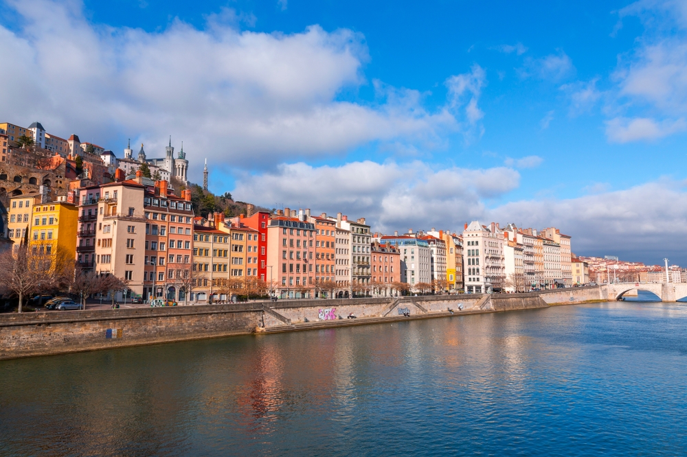 Lyon,,France, ,January,30,,2022:,Winter,Scene,With,Buildings
