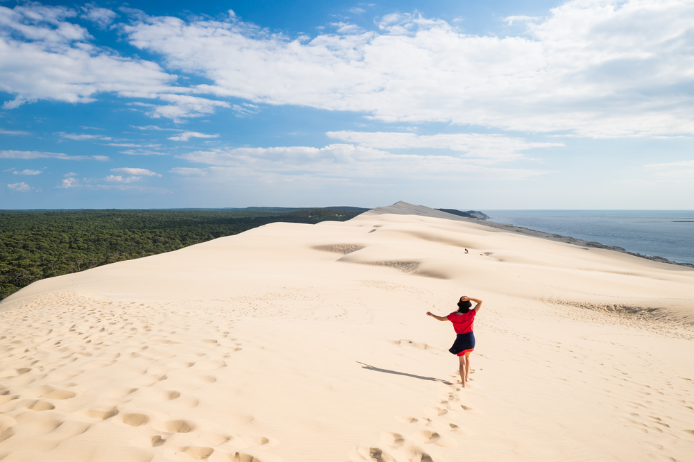 Woman,Walking,On,The,Dune,In,Dune,Du,Pilat,In