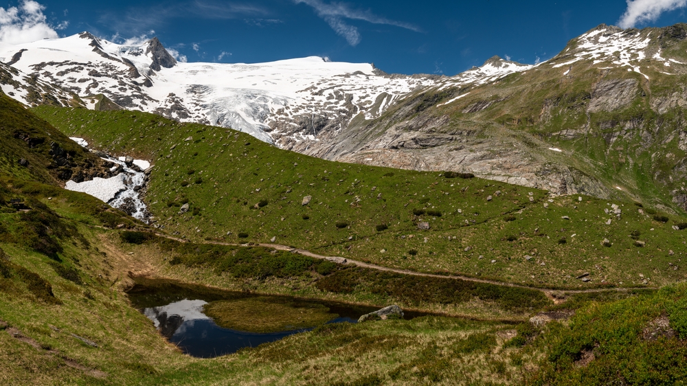 Small,Pond,(auge,Gottes),And,Glacier,In,The,Austrian,Alps