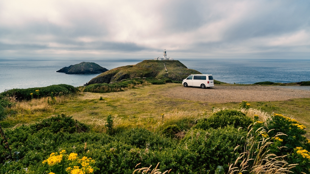 Van,Parked,In,Front,Of,The,Sea,,Panoramic,View.,Strumble